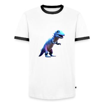 Dino Child Tyrannosaurus Dinosaure Cadeau - T-shirt contrasté Homme - blanc/noir - Devant - AI Model Female 172 light (172cm) & AI Model Male 178 dark (178cm)