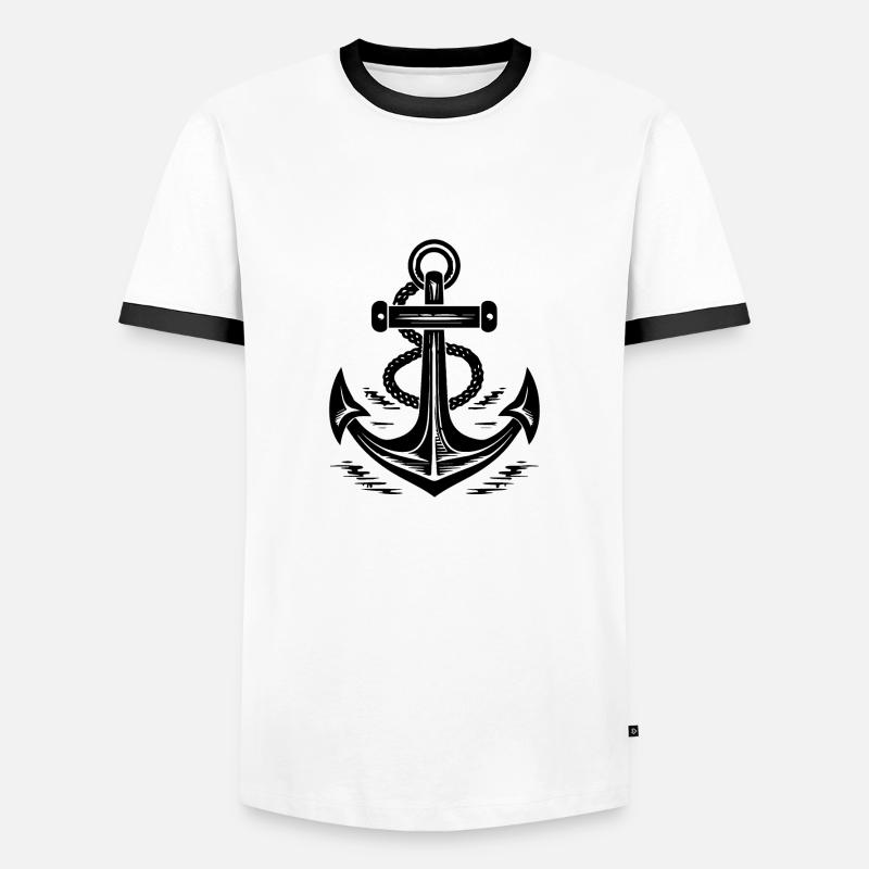 Anker Boot Schiff Nautik - Männer Kontrast-T-Shirt - Weiß/Schwarz