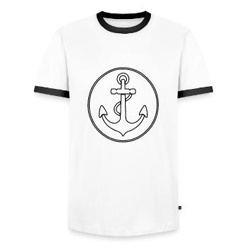 Bateau d’ancre Navire Nautique - T-shirt contrasté Homme - blanc/noir - Devant - AI Model Female 172 light (172cm) & AI Model Male 178 dark (178cm)
