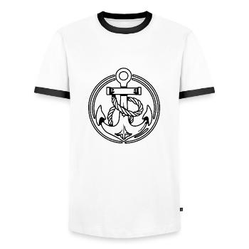 Bateau d’ancre Navire Nautique - T-shirt contrasté Homme - blanc/noir - Devant - AI Model Female 172 light (172cm) & AI Model Male 178 dark (178cm)