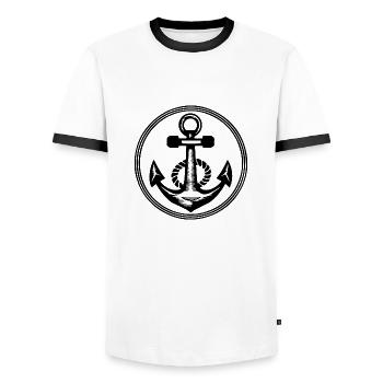 Bateau d’ancre Navire Nautique - T-shirt contrasté Homme - blanc/noir - Devant - AI Model Female 172 light (172cm) & AI Model Male 178 dark (178cm)