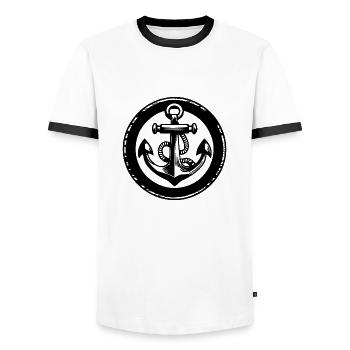 Bateau d’ancre Navire Nautique - T-shirt contrasté Homme - blanc/noir - Devant - AI Model Female 172 light (172cm) & AI Model Male 178 dark (178cm)