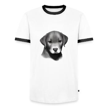 Puppy Labrador Retriever Labrador owner - Men's Ringer Shirt - white/black - Front - AI Model Female 172 light (172cm) & AI Model Male 178 dark (178cm)