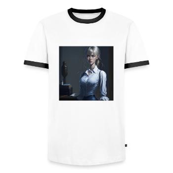 Belle fille manga - T-shirt contrasté Homme - blanc/noir - Devant - AI Model Female 172 light (172cm) & AI Model Male 178 dark (178cm)