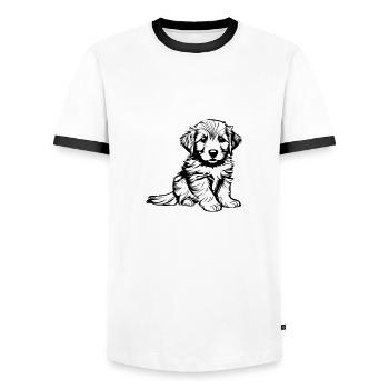Labrador owner puppy Labrador Retriever - Men's Ringer Shirt - white/black - Front - AI Model Female 172 light (172cm) & AI Model Male 178 dark (178cm)