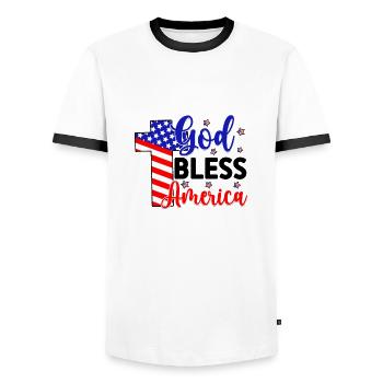 God bless America - Men's Ringer Shirt - white/black - Front - AI Model Female 172 light (172cm) & AI Model Male 178 dark (178cm)