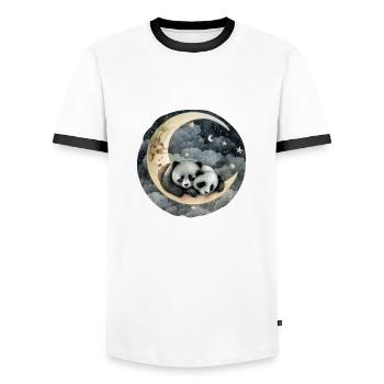 Schlafende Panda Bären - Mund Schlafshirt Tier - Männer Kontrast-T-Shirt - Weiß/Schwarz - Vorne - AI Model Female 172 light (172cm) & AI Model Male 178 dark (178cm)