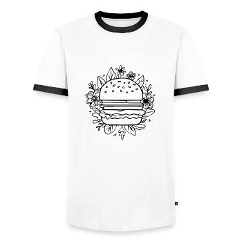 Hamburger Burger Fastfood Grillen Cheeseburger - Männer Kontrast-T-Shirt - Weiß/Schwarz - Vorne - AI Model Female 172 light (172cm) & AI Model Male 178 dark (178cm)