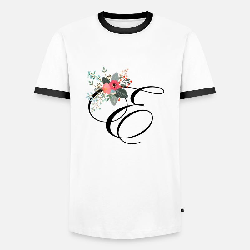 Letter e fleuris - Men's Ringer Shirt - white/black