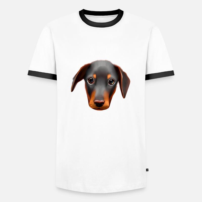 Dobermannwelpe Dobermann Hund Dobermanntrainer - Männer Kontrast-T-Shirt - Weiß/Schwarz