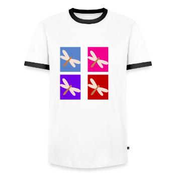 Retro butterfly - Men's Ringer Shirt - white/black - Front - AI Model Female 172 light (172cm) & AI Model Male 178 dark (178cm)