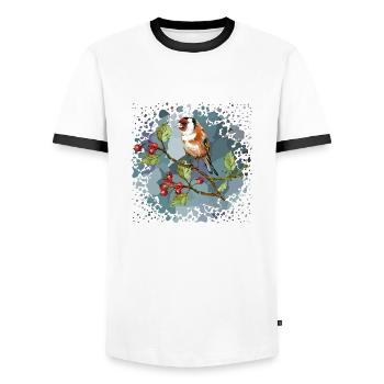 Bunter Vogel - Männer Kontrast-T-Shirt - Weiß/Schwarz - Vorne - AI Model Female 172 light (172cm) & AI Model Male 178 dark (178cm)