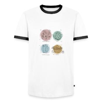 summer, garden, strawberries, flowers, tea, picnic - Männer Kontrast-T-Shirt - Weiß/Schwarz - Vorne - AI Model Female 172 light (172cm) & AI Model Male 178 dark (178cm)