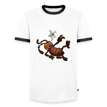 Tote Karikatur-Kakerlake - Männer Kontrast-T-Shirt - Weiß/Schwarz - Vorne - AI Model Female 172 light (172cm) & AI Model Male 178 dark (178cm)