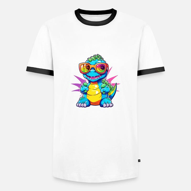 Cool kid Dino - Männer Kontrast-T-Shirt - Weiß/Schwarz