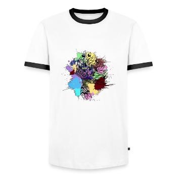 schwarzer indischer Kopfschmuck in leuchtenden Farben - Männer Kontrast-T-Shirt - Weiß/Schwarz - Vorne - AI Model Female 172 light (172cm) & AI Model Male 178 dark (178cm)