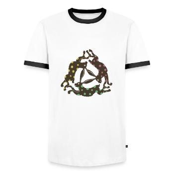 Drei Oster Hasen - Männer Kontrast-T-Shirt - Weiß/Schwarz - Vorne - AI Model Female 172 light (172cm) & AI Model Male 178 dark (178cm)