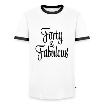 Forty & Fabulous - Men's Ringer Shirt - white/black - Front - AI Model Female 172 light (172cm) & AI Model Male 178 dark (178cm)