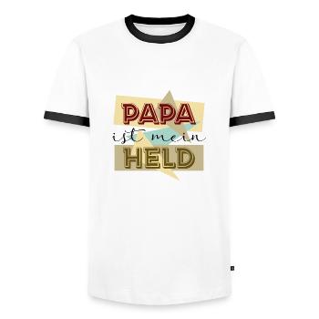 Papa ist mein Held - Männer Kontrast-T-Shirt - Weiß/Schwarz - Vorne - AI Model Female 172 light (172cm) & AI Model Male 178 dark (178cm)