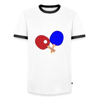 Pair Of Table Tennis Bats - Men's Ringer Shirt - white/black - Front - AI Model Female 172 light (172cm) & AI Model Male 178 dark (178cm)
