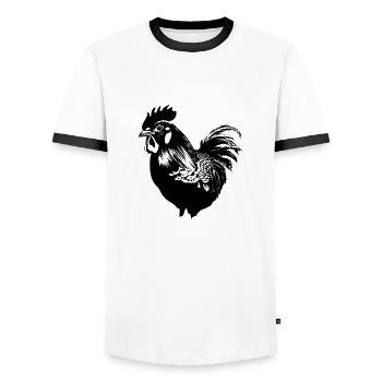 Chicken Chicken House Poultry Rooster Farm - Men's Ringer Shirt - white/black - Front - AI Model Female 172 light (172cm) & AI Model Male 178 dark (178cm)