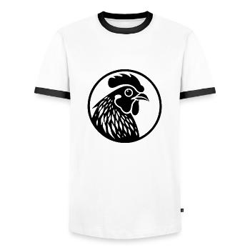 Chicken Chicken House Poultry Rooster Farm - Men's Ringer Shirt - white/black - Front - AI Model Female 172 light (172cm) & AI Model Male 178 dark (178cm)