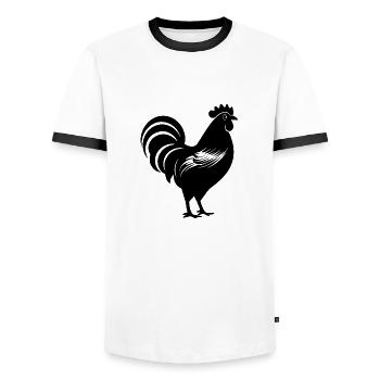 Chicken Chicken House Poultry Rooster Farm - Men's Ringer Shirt - white/black - Front - AI Model Female 172 light (172cm) & AI Model Male 178 dark (178cm)