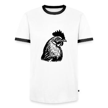Chicken Chicken House Poultry Rooster Farm - Men's Ringer Shirt - white/black - Front - AI Model Female 172 light (172cm) & AI Model Male 178 dark (178cm)