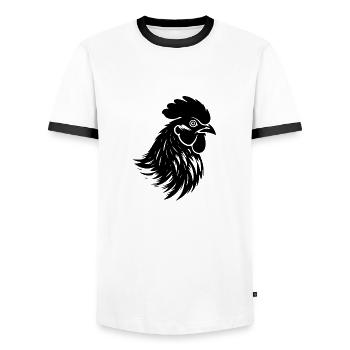 Chicken Chicken House Poultry Rooster Farm - Men's Ringer Shirt - white/black - Front - AI Model Female 172 light (172cm) & AI Model Male 178 dark (178cm)