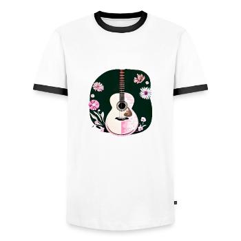 Guitar Plucked Instrument Musical Instrument Guitarist - Men's Ringer Shirt - white/black - Front - AI Model Female 172 light (172cm) & AI Model Male 178 dark (178cm)
