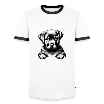 Labrador owner Labrador Retriever puppy - Men's Ringer Shirt - white/black - Front - AI Model Female 172 light (172cm) & AI Model Male 178 dark (178cm)