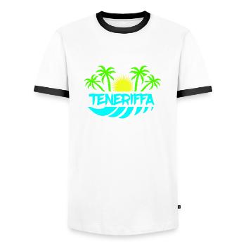 Tenerife - Men's Ringer Shirt - white/black - Front - AI Model Female 172 light (172cm) & AI Model Male 178 dark (178cm)