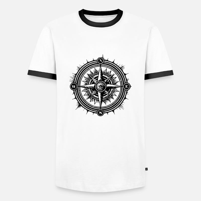 Kompass Nautik Segelboot Seefahrer - Männer Kontrast-T-Shirt - Weiß/Schwarz
