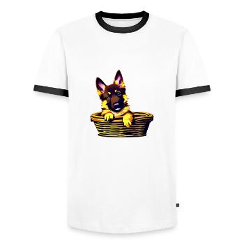 Shepherd and dog design dog owners - Men's Ringer Shirt - white/black - Front - AI Model Female 172 light (172cm) & AI Model Male 178 dark (178cm)