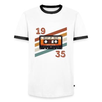 1935 retro vintage anniversary - Men's Ringer Shirt - white/black - Front - AI Model Female 172 light (172cm) & AI Model Male 178 dark (178cm)