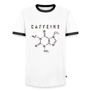 Caffeine molecule - Men's Ringer Shirt - white/black - Front - AI Model Female 172 light (172cm) & AI Model Male 178 dark (178cm)