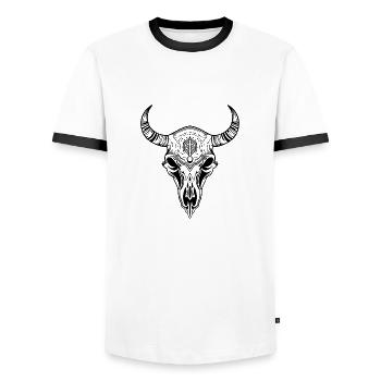 Kuh Schädel Boho - Männer Kontrast-T-Shirt - Weiß/Schwarz - Vorne - AI Model Female 172 light (172cm) & AI Model Male 178 dark (178cm)