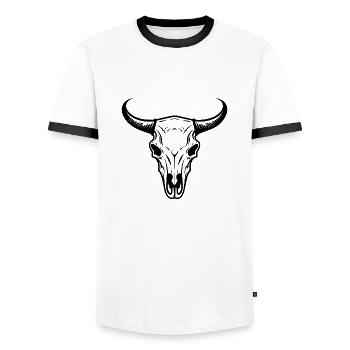 Crâne de vache Boho - T-shirt contrasté Homme - blanc/noir - Devant - AI Model Female 172 light (172cm) & AI Model Male 178 dark (178cm)