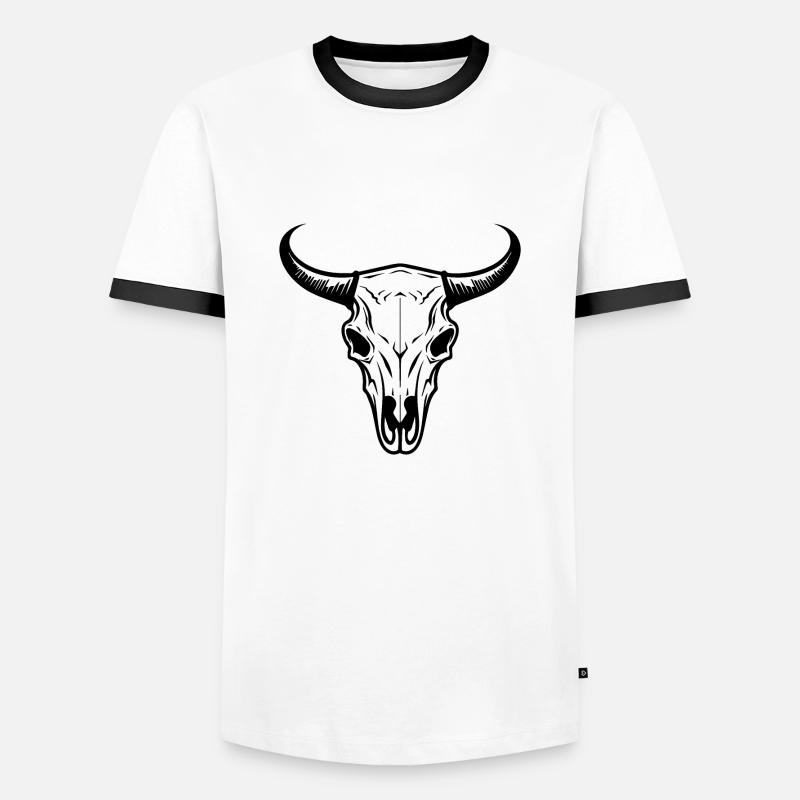 Kuh Schädel Boho - Männer Kontrast-T-Shirt - Weiß/Schwarz