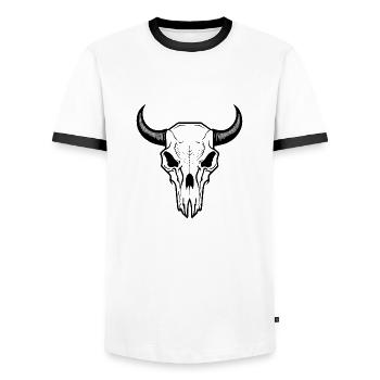 Crâne de vache Boho - T-shirt contrasté Homme - blanc/noir - Devant - AI Model Female 172 light (172cm) & AI Model Male 178 dark (178cm)