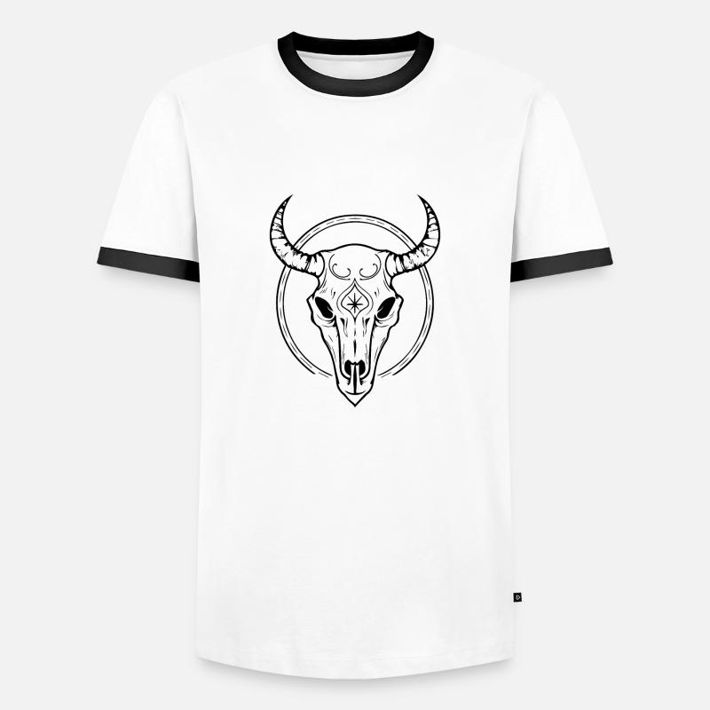 Crâne de vache Boho - T-shirt contrasté Homme - blanc/noir