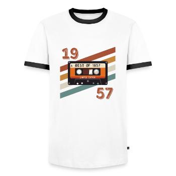 1957 rétro vintage anniversaire - T-shirt contrasté Homme - blanc/noir - Devant - AI Model Female 172 light (172cm) & AI Model Male 178 dark (178cm)