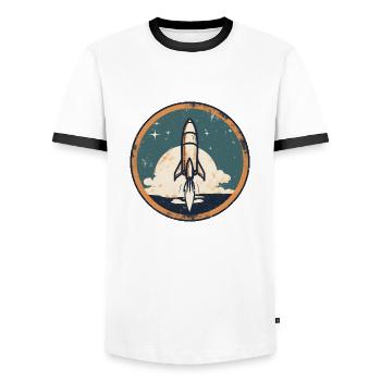 Reach for the Stars! - Men's Ringer Shirt - white/black - Front - AI Model Female 172 light (172cm) & AI Model Male 178 dark (178cm)
