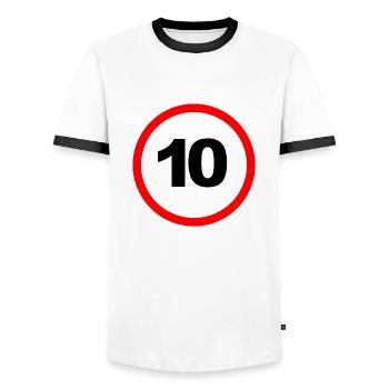 10 Design - Männer Kontrast-T-Shirt - Weiß/Schwarz - Vorne - AI Model Female 172 light (172cm) & AI Model Male 178 dark (178cm)