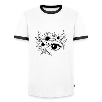 Ophtalmologiste Eye Eyes - T-shirt contrasté Homme - blanc/noir - Devant - AI Model Female 172 light (172cm) & AI Model Male 178 dark (178cm)