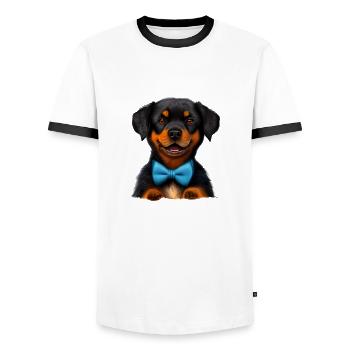 Rottweiler Dog Rottweiler Puppy Dogs Dog Puppy - Men's Ringer Shirt - white/black - Front - AI Model Female 172 light (172cm) & AI Model Male 178 dark (178cm)
