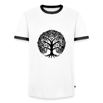 Yoga Tree of Life Meditation Tree of Life - Men's Ringer Shirt - white/black - Front - AI Model Female 172 light (172cm) & AI Model Male 178 dark (178cm)