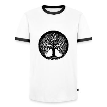Yoga Tree of Life Tree of Life Meditation - Men's Ringer Shirt - white/black - Front - AI Model Female 172 light (172cm) & AI Model Male 178 dark (178cm)