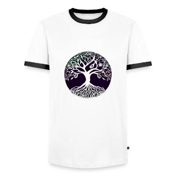 Meditation Yoga Tree of Life Tree of Life - Men's Ringer Shirt - white/black - Front - AI Model Female 172 light (172cm) & AI Model Male 178 dark (178cm)