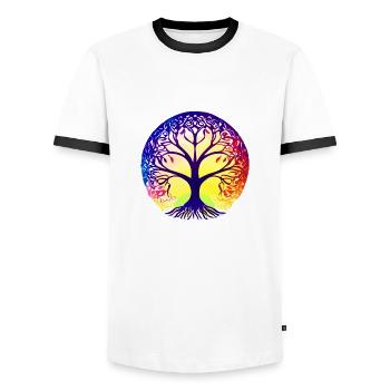 Yoga Tree of Life Meditation Tree of Life - Men's Ringer Shirt - white/black - Front - AI Model Female 172 light (172cm) & AI Model Male 178 dark (178cm)